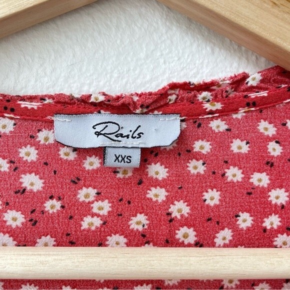 Rails Everly Carmine Daisies Floral Print Tiered Swing Dress Size XXS - Picture 5 of 6